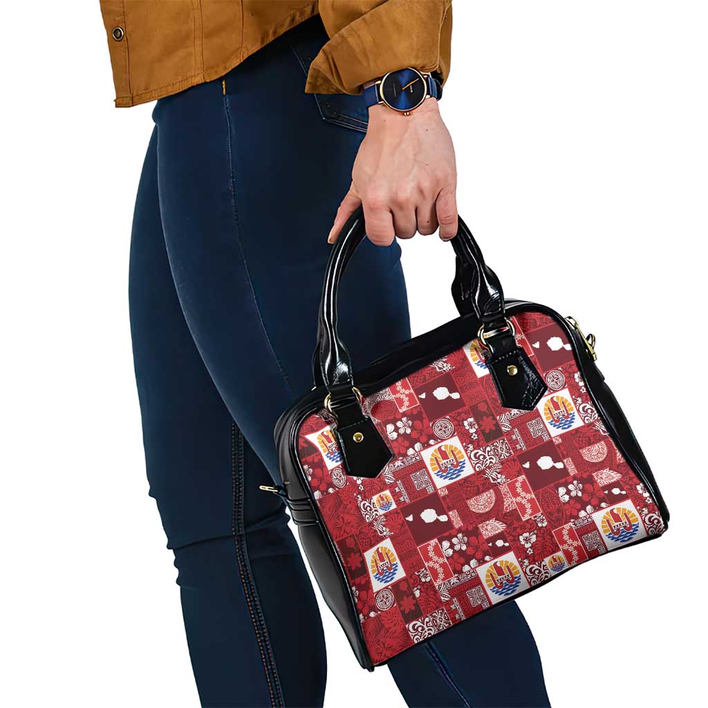 Tahiti Oaoa I Teie Noera Shoulder Handbag Pacific Patchwork Xmas Vibes LT9 - Polynesian Pride