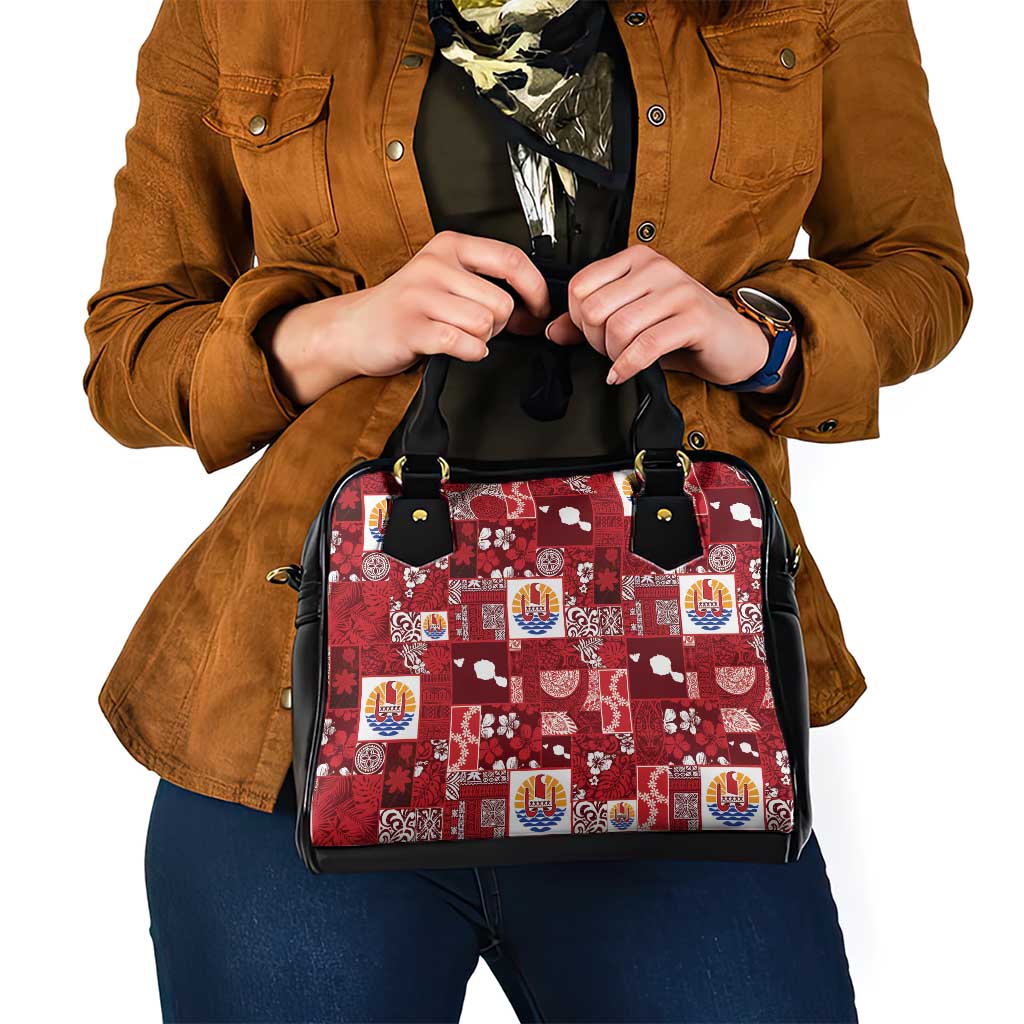 Tahiti Oaoa I Teie Noera Shoulder Handbag Pacific Patchwork Xmas Vibes LT9 - Polynesian Pride