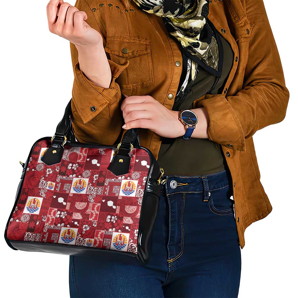 Tahiti Oaoa I Teie Noera Shoulder Handbag Pacific Patchwork Xmas Vibes LT9 - Polynesian Pride
