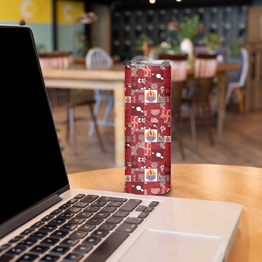 Tahiti Oaoa I Teie Noera Skinny Tumbler Pacific Patchwork Xmas Vibes - Polynesian Pride