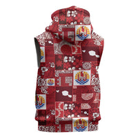Tahiti Oaoa I Teie Noera Sleeveless Hoodie Pacific Patchwork Xmas Vibes LT9 - Polynesian Pride