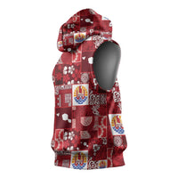 Tahiti Oaoa I Teie Noera Sleeveless Hoodie Pacific Patchwork Xmas Vibes LT9 - Polynesian Pride