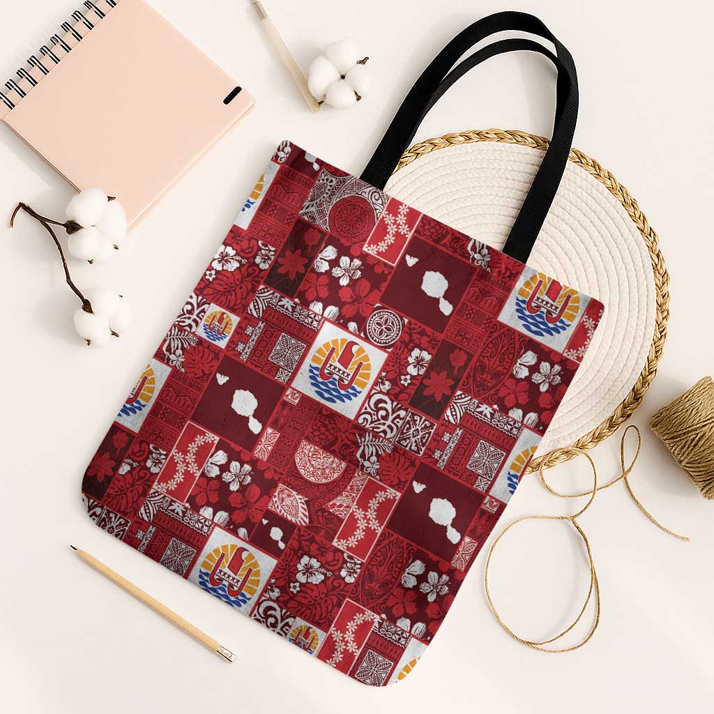Tahiti Oaoa I Teie Noera Tote Bag Pacific Patchwork Xmas Vibes - Polynesian Pride