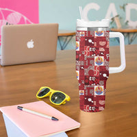 Tahiti Oaoa I Teie Noera Tumbler With Handle Pacific Patchwork Xmas Vibes - Polynesian Pride