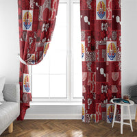 Tahiti Oaoa I Teie Noera Window Curtain Pacific Patchwork Xmas Vibes - Polynesian Pride