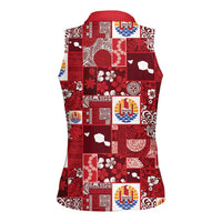 Tahiti Oaoa I Teie Noera Women Sleeveless Polo Shirt Pacific Patchwork Xmas Vibes LT9 - Polynesian Pride