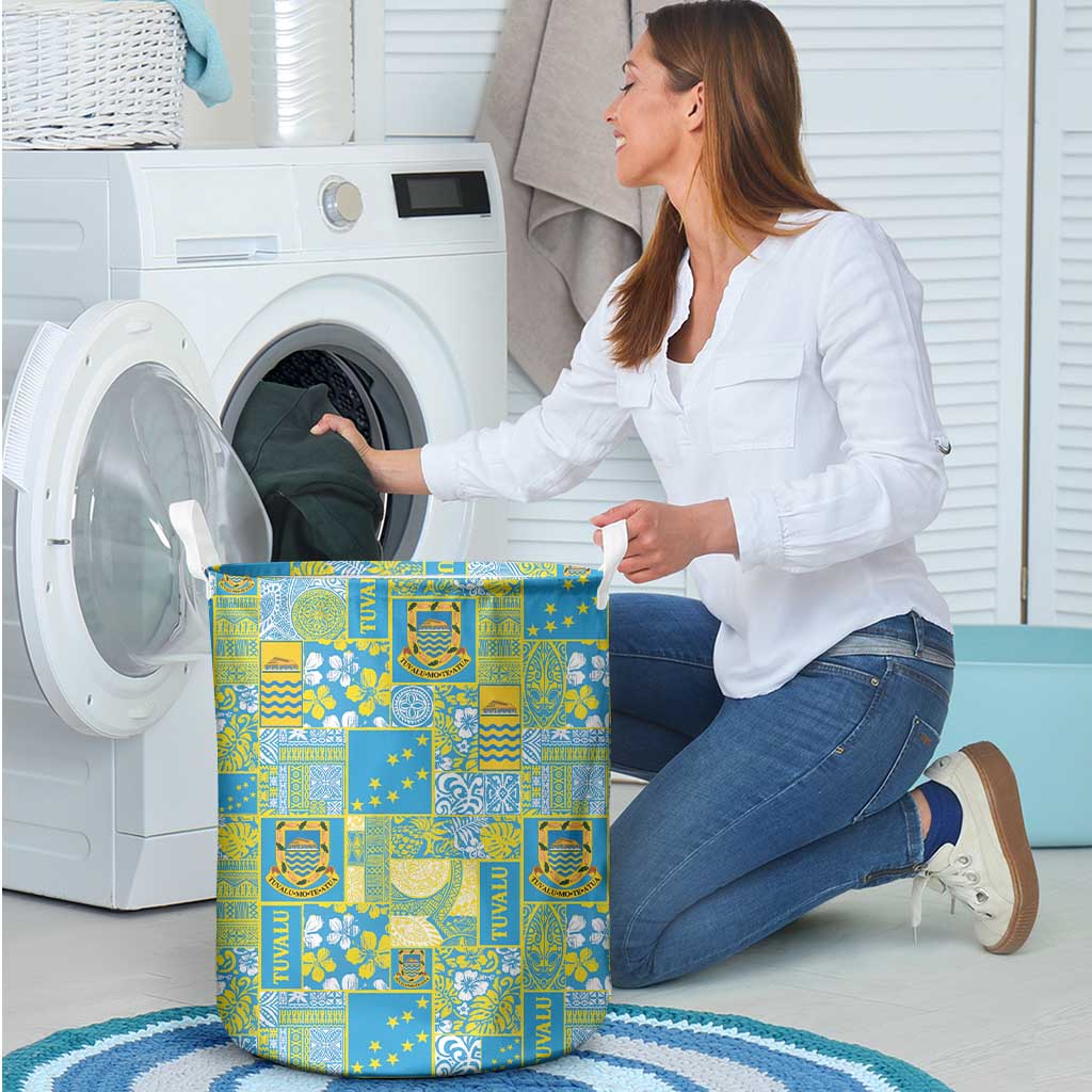 Tuvalu Manuia te Kilisimasi Laundry Basket Pacific Patchwork Xmas Vibes - Polynesian Pride