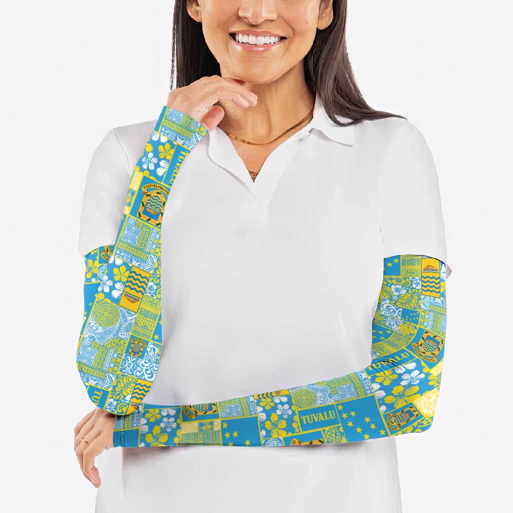 Tuvalu Manuia te Kilisimasi Arm Sleeves Pacific Patchwork Xmas Vibes - Polynesian Pride
