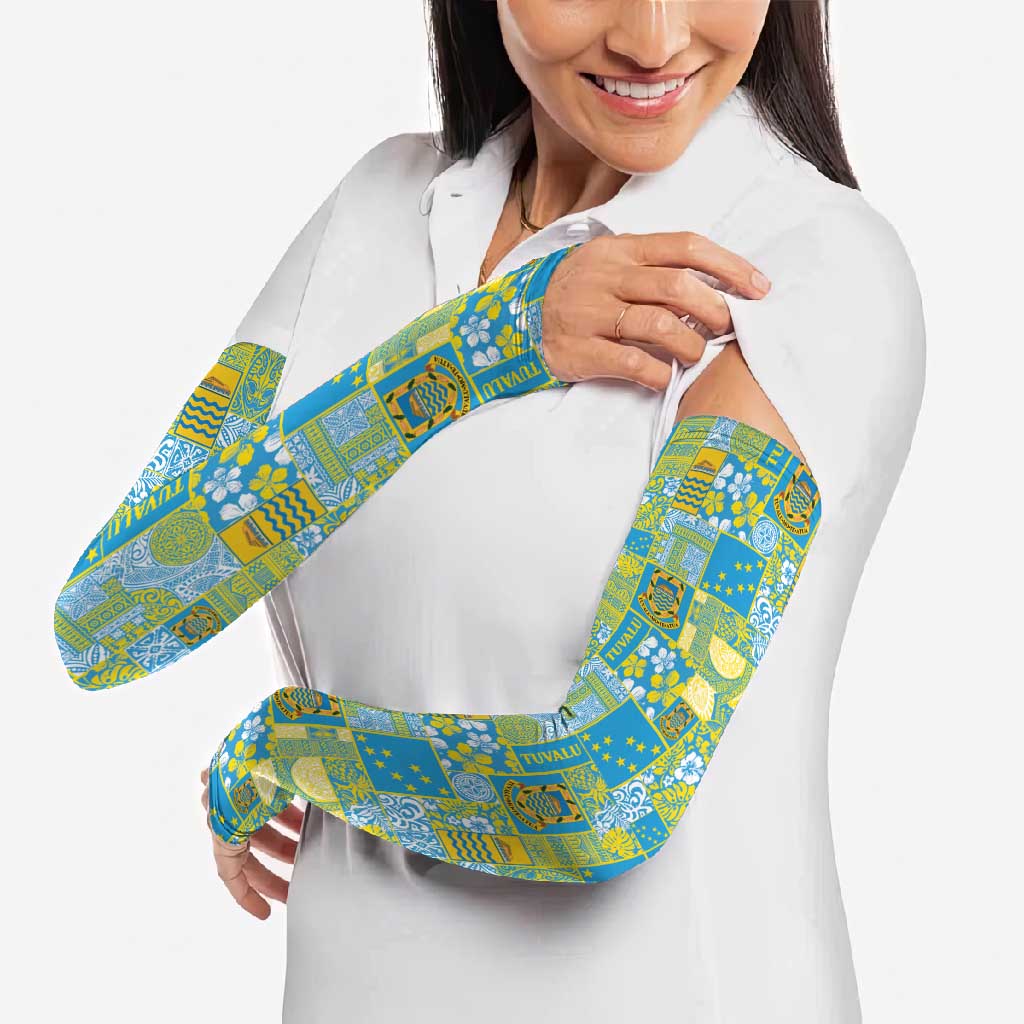 Tuvalu Manuia te Kilisimasi Arm Sleeves Pacific Patchwork Xmas Vibes - Polynesian Pride