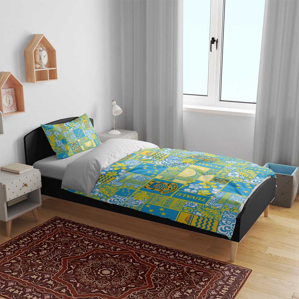 Tuvalu Manuia te Kilisimasi Bedding Set Pacific Patchwork Xmas Vibes - Polynesian Pride