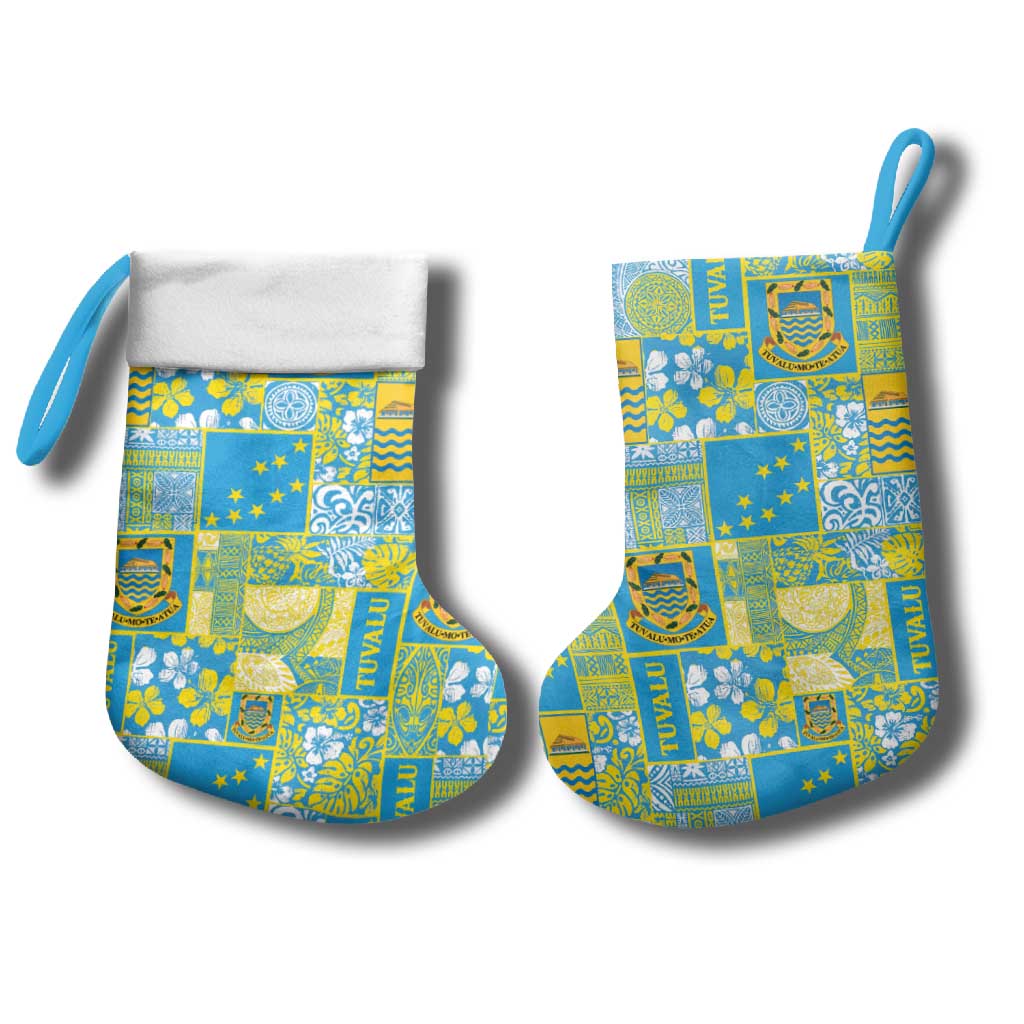 Tuvalu Manuia te Kilisimasi Christmas Stocking Pacific Patchwork Xmas Vibes - Polynesian Pride