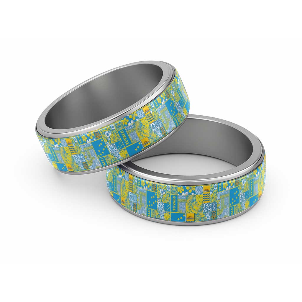 Tuvalu Manuia te Kilisimasi Classic Ring Pacific Patchwork Xmas Vibes - Polynesian Pride