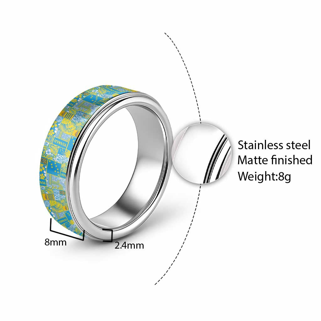 Tuvalu Manuia te Kilisimasi Classic Ring Pacific Patchwork Xmas Vibes - Polynesian Pride
