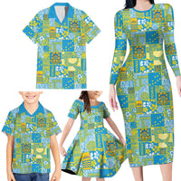 Tuvalu Manuia te Kilisimasi Family Matching Long Sleeve Bodycon Dress and Hawaiian Shirt Pacific Patchwork Xmas Vibes LT9 - Polynesian Pride