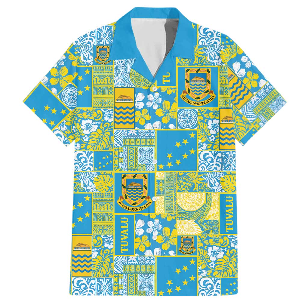 Tuvalu Manuia te Kilisimasi Family Matching Long Sleeve Bodycon Dress and Hawaiian Shirt Pacific Patchwork Xmas Vibes LT9 Dad's Shirt - Short Sleeve Green - Polynesian Pride