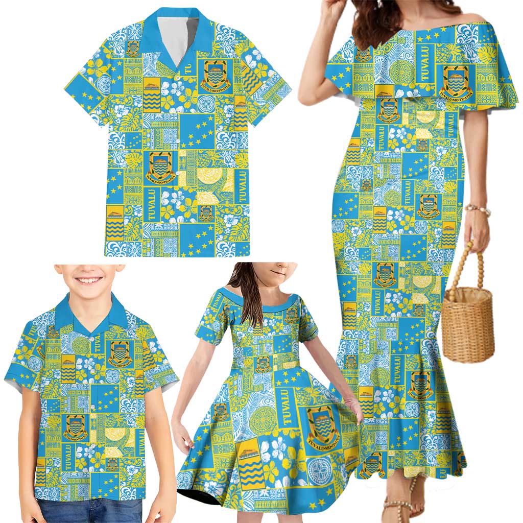 Tuvalu Manuia te Kilisimasi Family Matching Mermaid Dress and Hawaiian Shirt Pacific Patchwork Xmas Vibes LT9 - Polynesian Pride