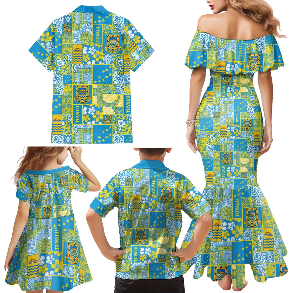 Tuvalu Manuia te Kilisimasi Family Matching Mermaid Dress and Hawaiian Shirt Pacific Patchwork Xmas Vibes LT9 - Polynesian Pride