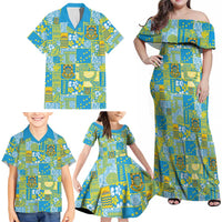 Tuvalu Manuia te Kilisimasi Family Matching Off Shoulder Maxi Dress and Hawaiian Shirt Pacific Patchwork Xmas Vibes LT9 - Polynesian Pride