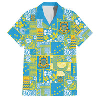 Tuvalu Manuia te Kilisimasi Family Matching Off Shoulder Maxi Dress and Hawaiian Shirt Pacific Patchwork Xmas Vibes LT9 Dad's Shirt - Short Sleeve Green - Polynesian Pride