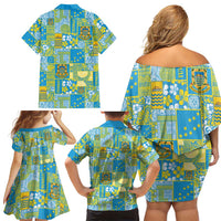 Tuvalu Manuia te Kilisimasi Family Matching Off Shoulder Short Dress and Hawaiian Shirt Pacific Patchwork Xmas Vibes LT9 - Polynesian Pride