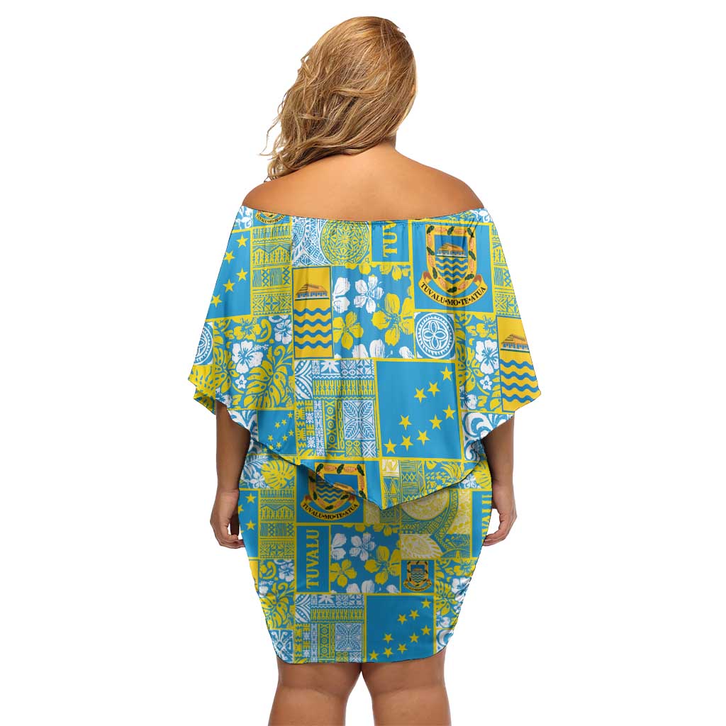 Tuvalu Manuia te Kilisimasi Family Matching Off Shoulder Short Dress and Hawaiian Shirt Pacific Patchwork Xmas Vibes LT9 - Polynesian Pride