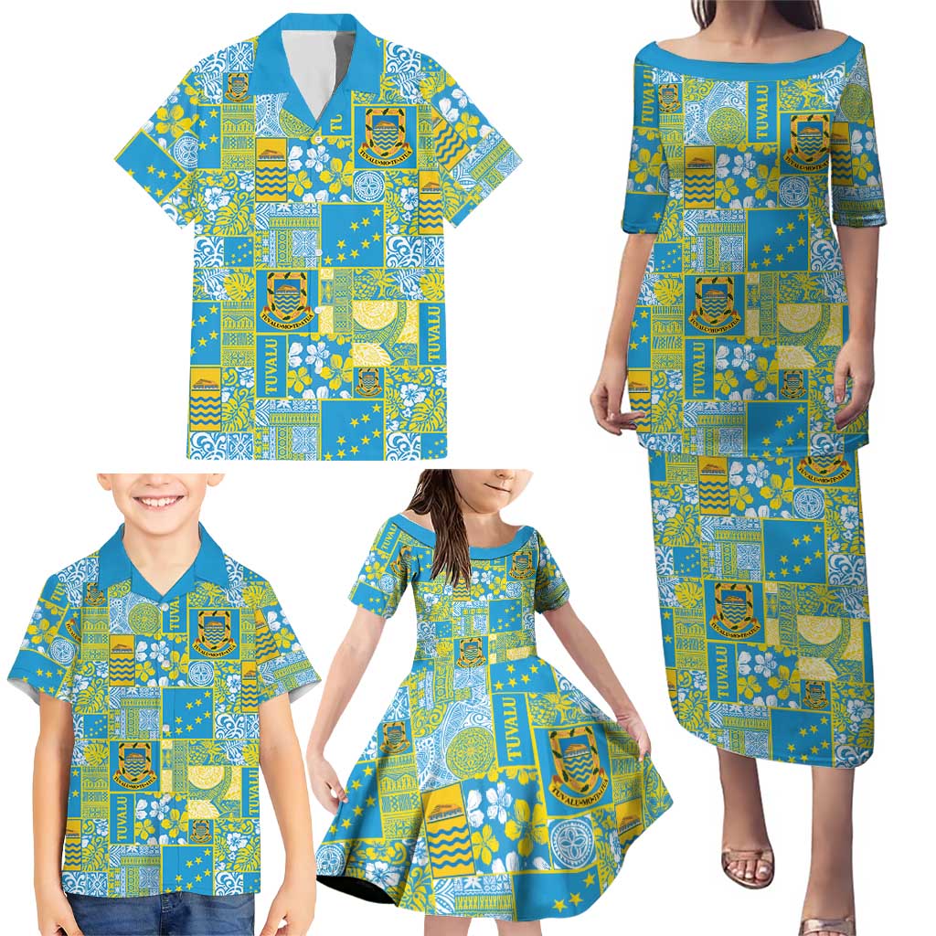 Tuvalu Manuia te Kilisimasi Family Matching Puletasi and Hawaiian Shirt Pacific Patchwork Xmas Vibes - Polynesian Pride
