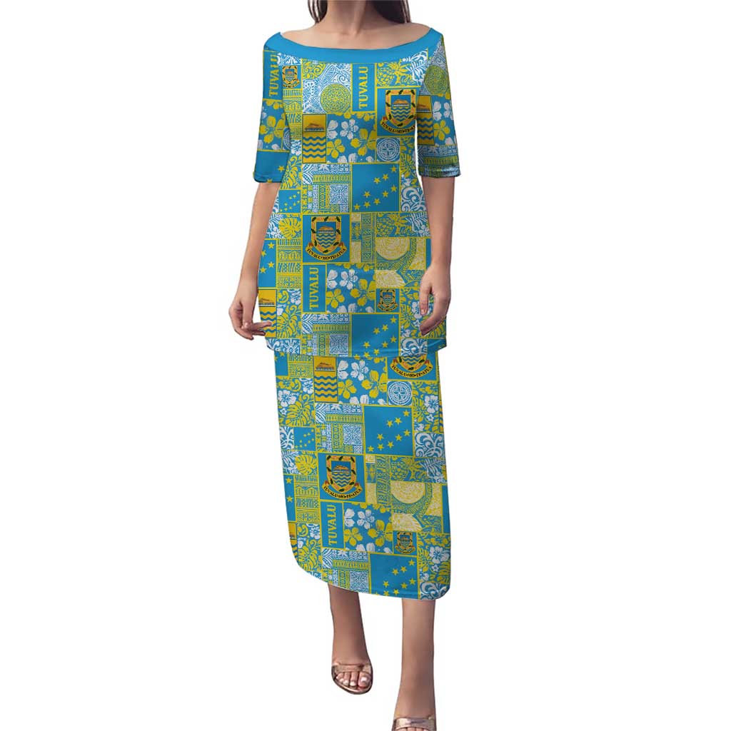 Tuvalu Manuia te Kilisimasi Family Matching Puletasi and Hawaiian Shirt Pacific Patchwork Xmas Vibes LT9 Mom's Dress Green - Polynesian Pride