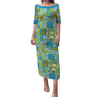 Tuvalu Manuia te Kilisimasi Family Matching Puletasi and Hawaiian Shirt Pacific Patchwork Xmas Vibes LT9 Mom's Dress Green - Polynesian Pride