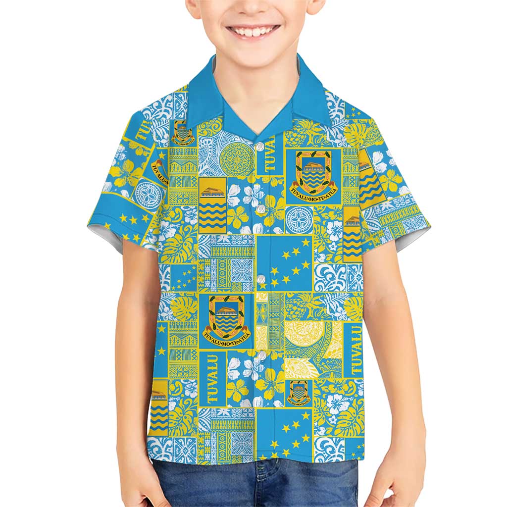 Tuvalu Manuia te Kilisimasi Family Matching Puletasi and Hawaiian Shirt Pacific Patchwork Xmas Vibes LT9 Son's Shirt Green - Polynesian Pride