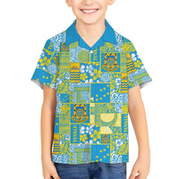 Tuvalu Manuia te Kilisimasi Family Matching Puletasi and Hawaiian Shirt Pacific Patchwork Xmas Vibes LT9 Son's Shirt Green - Polynesian Pride