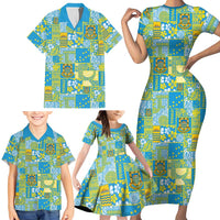 Tuvalu Manuia te Kilisimasi Family Matching Short Sleeve Bodycon Dress and Hawaiian Shirt Pacific Patchwork Xmas Vibes LT9 - Polynesian Pride
