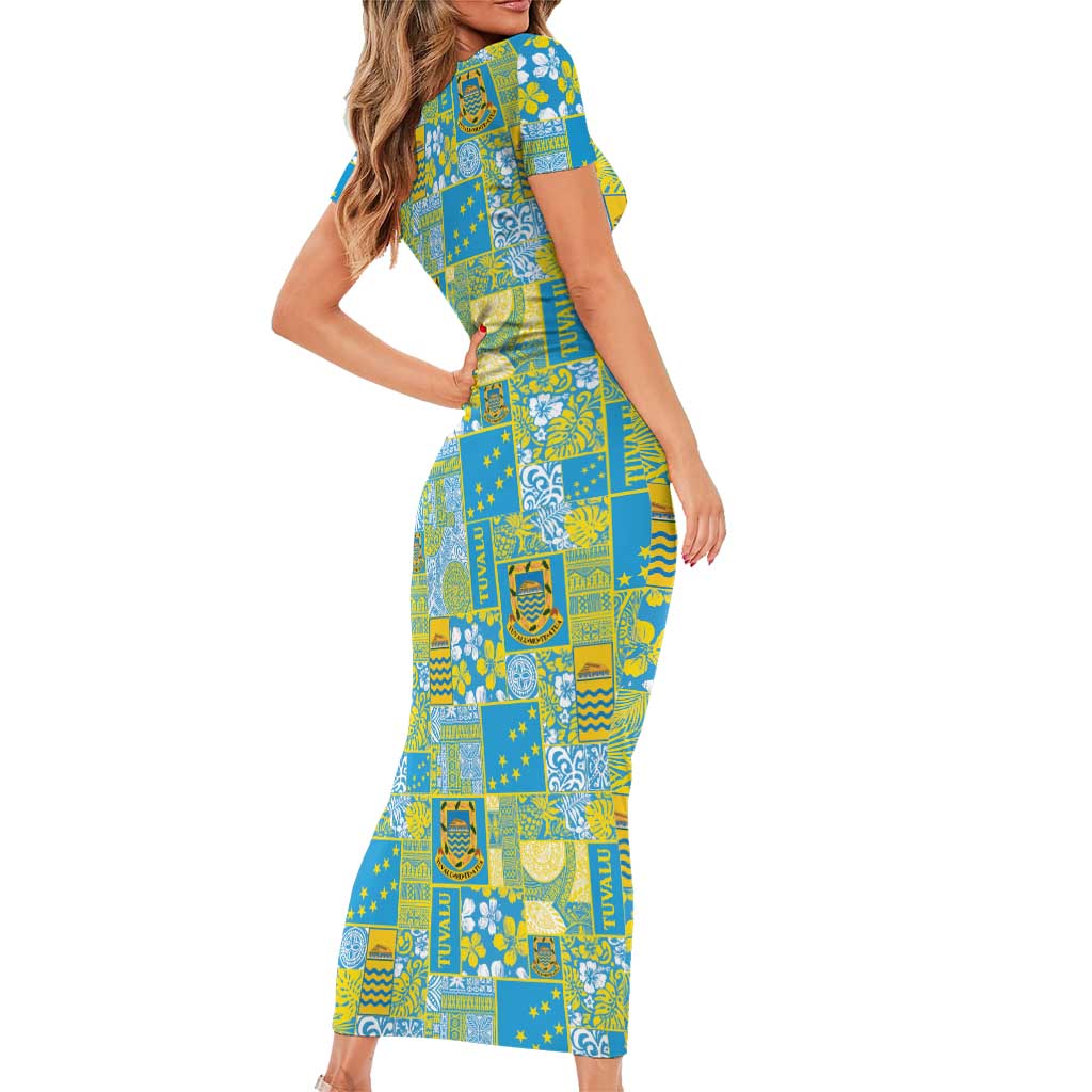 Tuvalu Manuia te Kilisimasi Family Matching Short Sleeve Bodycon Dress and Hawaiian Shirt Pacific Patchwork Xmas Vibes LT9 - Polynesian Pride