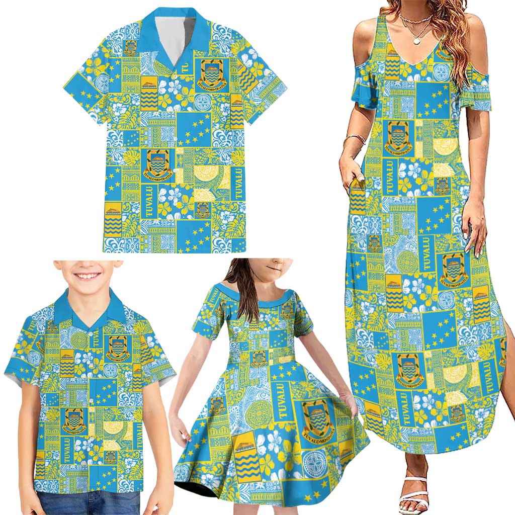 Tuvalu Manuia te Kilisimasi Family Matching Summer Maxi Dress and Hawaiian Shirt Pacific Patchwork Xmas Vibes LT9 - Polynesian Pride