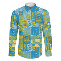 Tuvalu Manuia te Kilisimasi Family Matching Summer Maxi Dress and Hawaiian Shirt Pacific Patchwork Xmas Vibes LT9 Dad's Shirt - Long Sleeve Green - Polynesian Pride