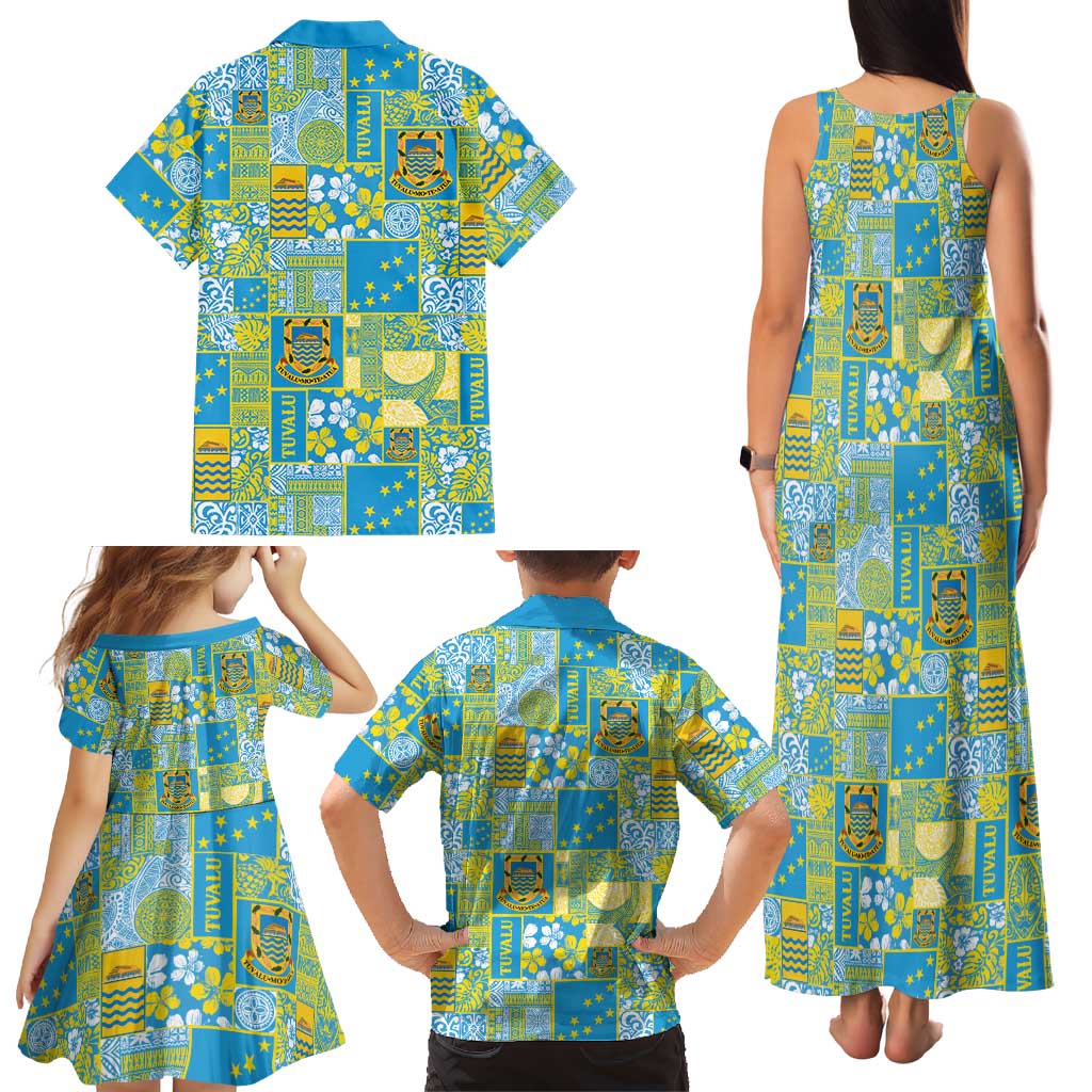 Tuvalu Manuia te Kilisimasi Family Matching Tank Maxi Dress and Hawaiian Shirt Pacific Patchwork Xmas Vibes LT9 - Polynesian Pride