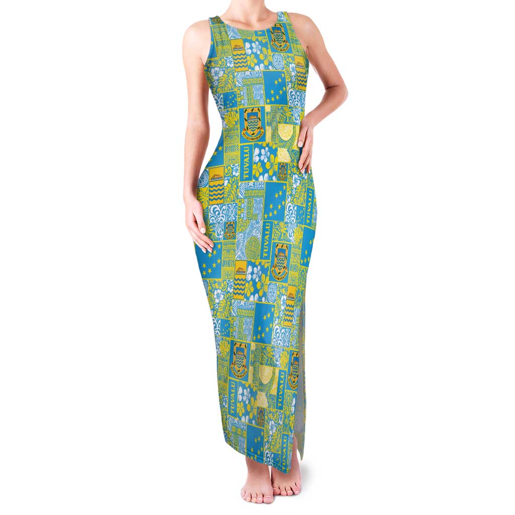 Tuvalu Manuia te Kilisimasi Family Matching Tank Maxi Dress and Hawaiian Shirt Pacific Patchwork Xmas Vibes LT9 Mom's Dress Green - Polynesian Pride