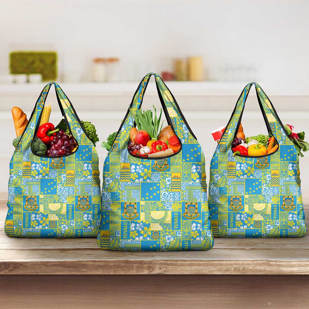 Tuvalu Manuia te Kilisimasi Grocery Bag Pacific Patchwork Xmas Vibes - Polynesian Pride