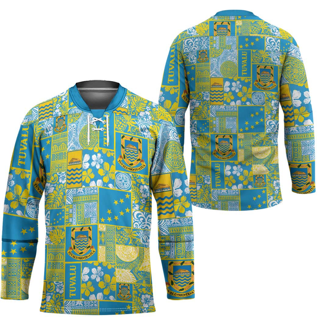 Tuvalu Manuia te Kilisimasi Hockey Jersey Pacific Patchwork Xmas Vibes - Polynesian Pride
