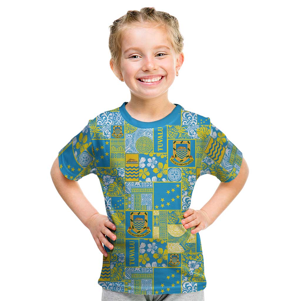 Tuvalu Manuia te Kilisimasi Kid T Shirt Pacific Patchwork Xmas Vibes - Polynesian Pride