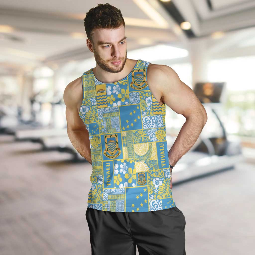 Tuvalu Manuia te Kilisimasi Men Tank Top Pacific Patchwork Xmas Vibes - Polynesian Pride