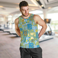 Tuvalu Manuia te Kilisimasi Men Tank Top Pacific Patchwork Xmas Vibes LT9 Green - Polynesian Pride