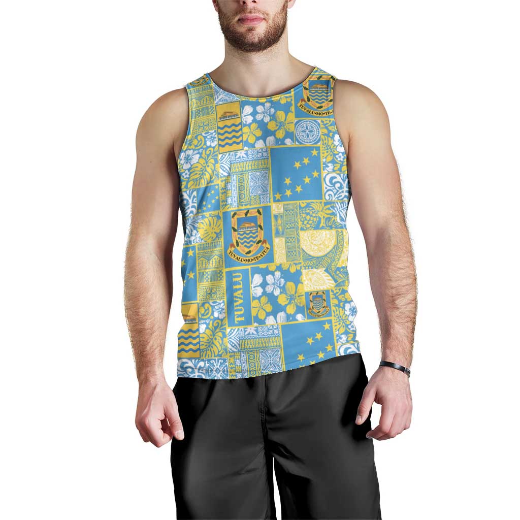 Tuvalu Manuia te Kilisimasi Men Tank Top Pacific Patchwork Xmas Vibes LT9 - Polynesian Pride