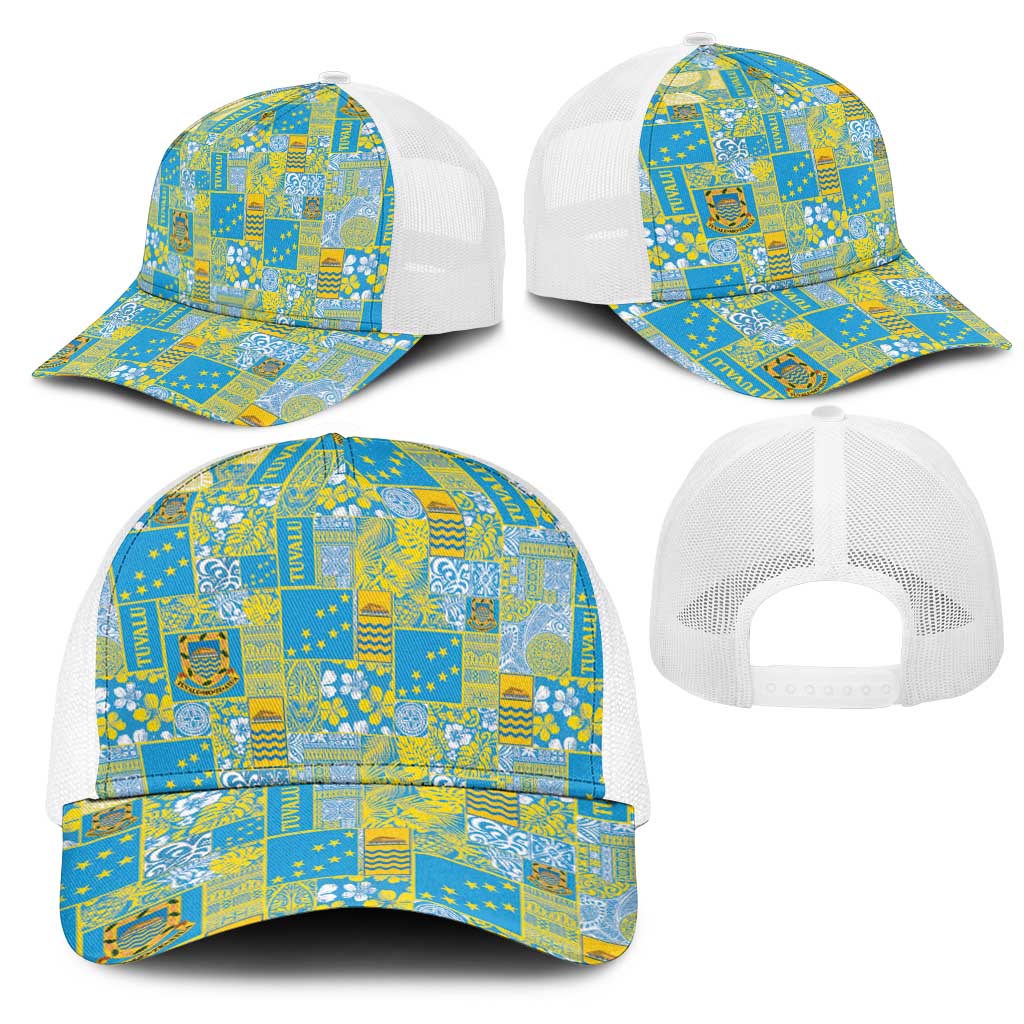 Tuvalu Manuia te Kilisimasi Mesh Trucker Cap Pacific Patchwork Xmas Vibes - Polynesian Pride