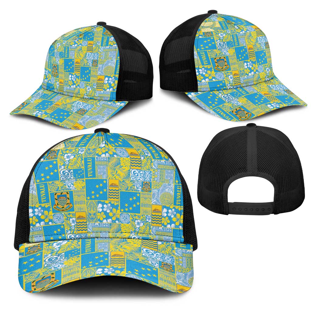 Tuvalu Manuia te Kilisimasi Mesh Trucker Cap Pacific Patchwork Xmas Vibes - Polynesian Pride