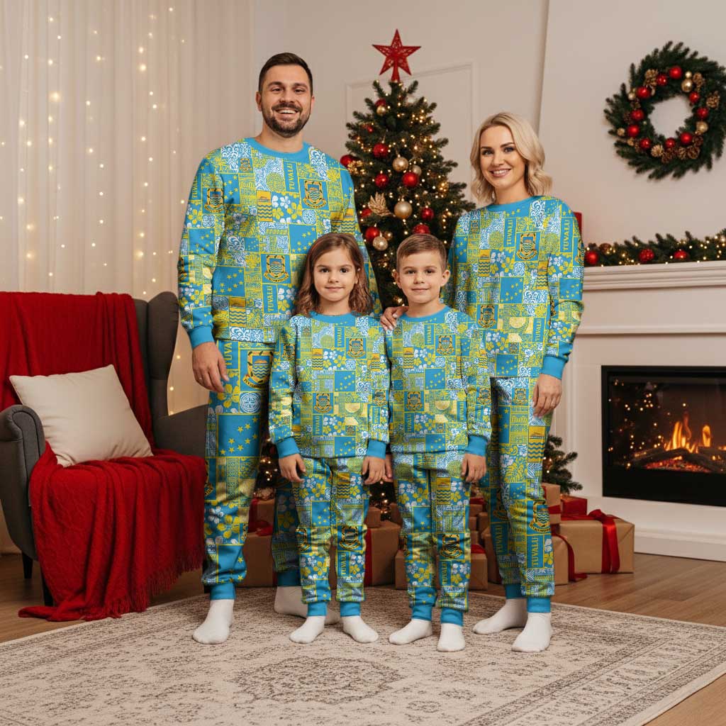 Tuvalu Manuia te Kilisimasi Christmas Pajama Set Pacific Patchwork Xmas Vibes LT9 - Polynesian Pride