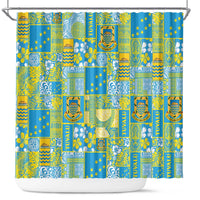 Tuvalu Manuia te Kilisimasi Shower Curtain Pacific Patchwork Xmas Vibes LT9 Green - Polynesian Pride