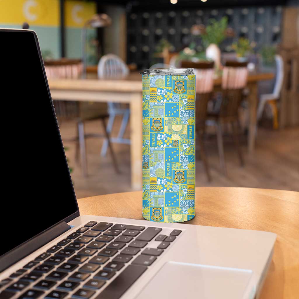 Tuvalu Manuia te Kilisimasi Skinny Tumbler Pacific Patchwork Xmas Vibes - Polynesian Pride