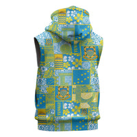 Tuvalu Manuia te Kilisimasi Sleeveless Zip Hoodie Pacific Patchwork Xmas Vibes - Polynesian Pride