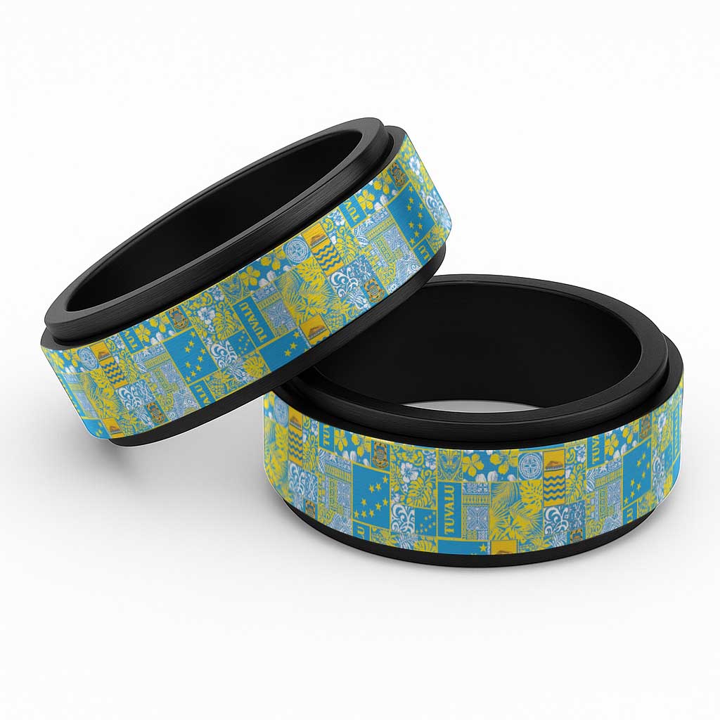 Tuvalu Manuia te Kilisimasi Spinner Ring Pacific Patchwork Xmas Vibes - Polynesian Pride