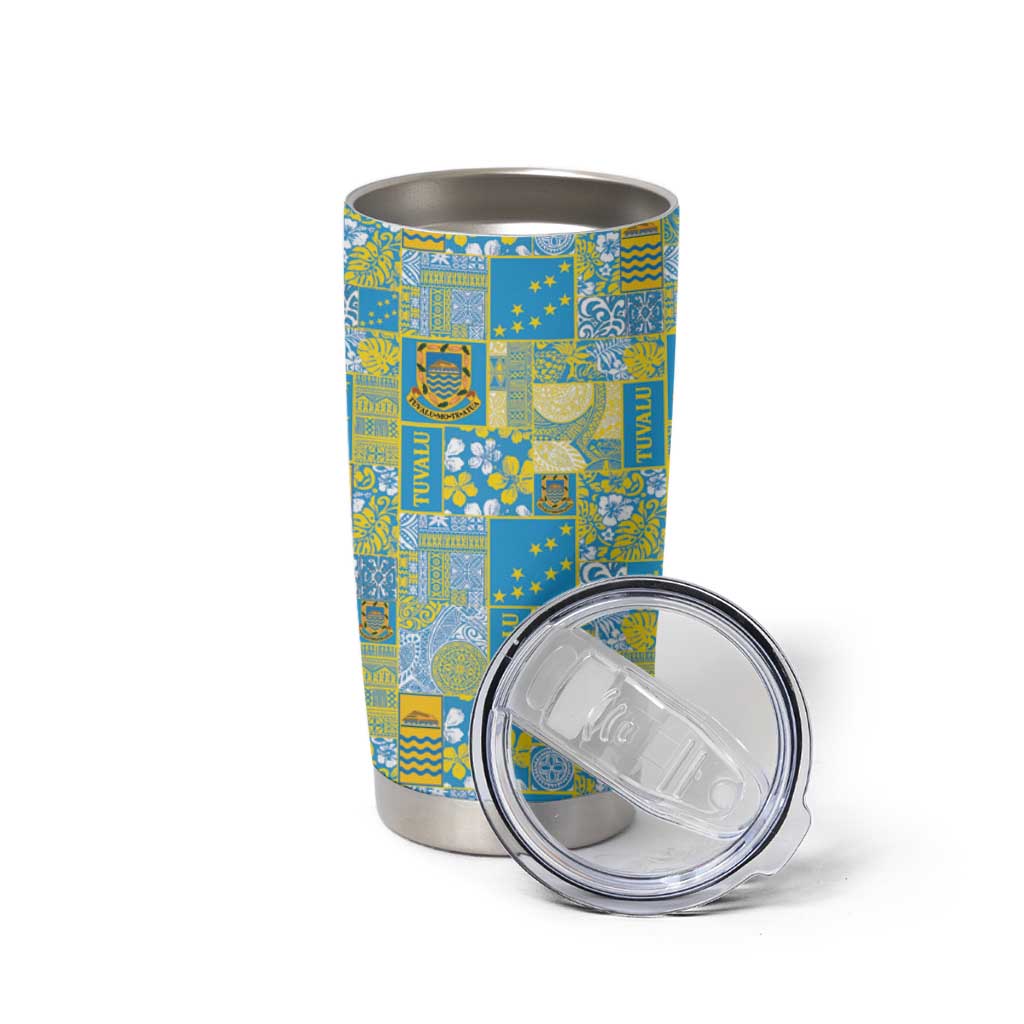 Tuvalu Manuia te Kilisimasi Tumbler Cup Pacific Patchwork Xmas Vibes LT9 - Polynesian Pride